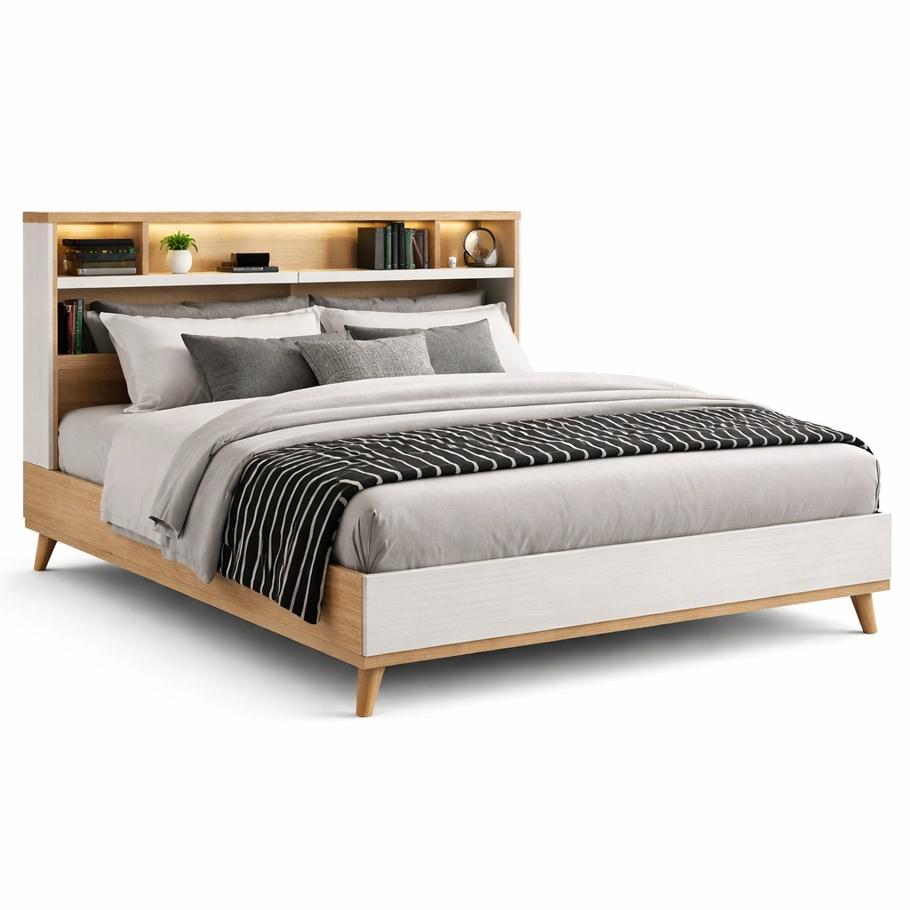 Nachttisch beige rund mit metall basis modern-selvariox