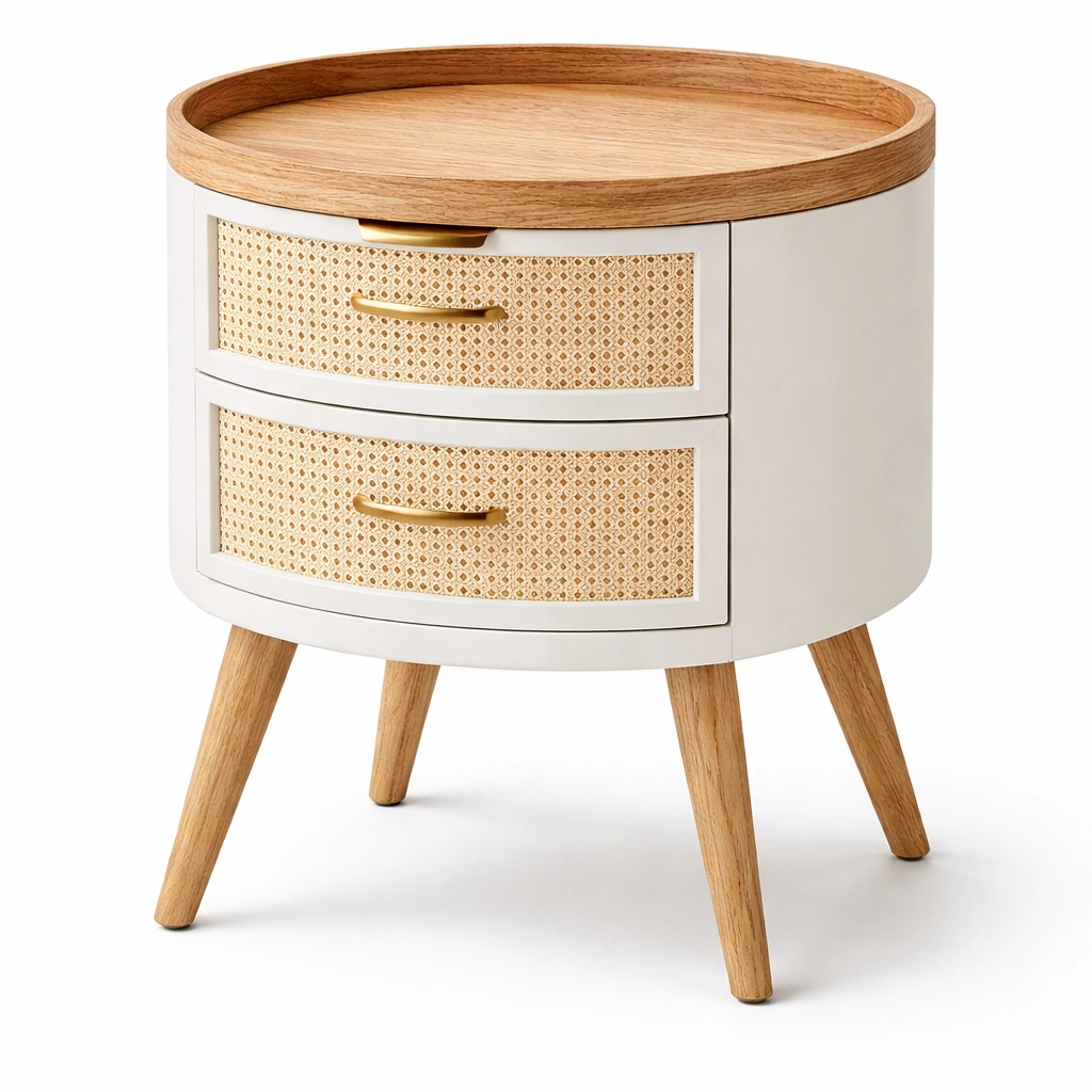 Polsterbett beige rund weich modern design-selvariox