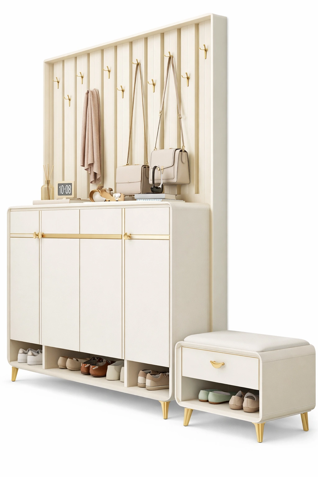 Garderobe weiss mit schrank und sitzbank modern-selvariox