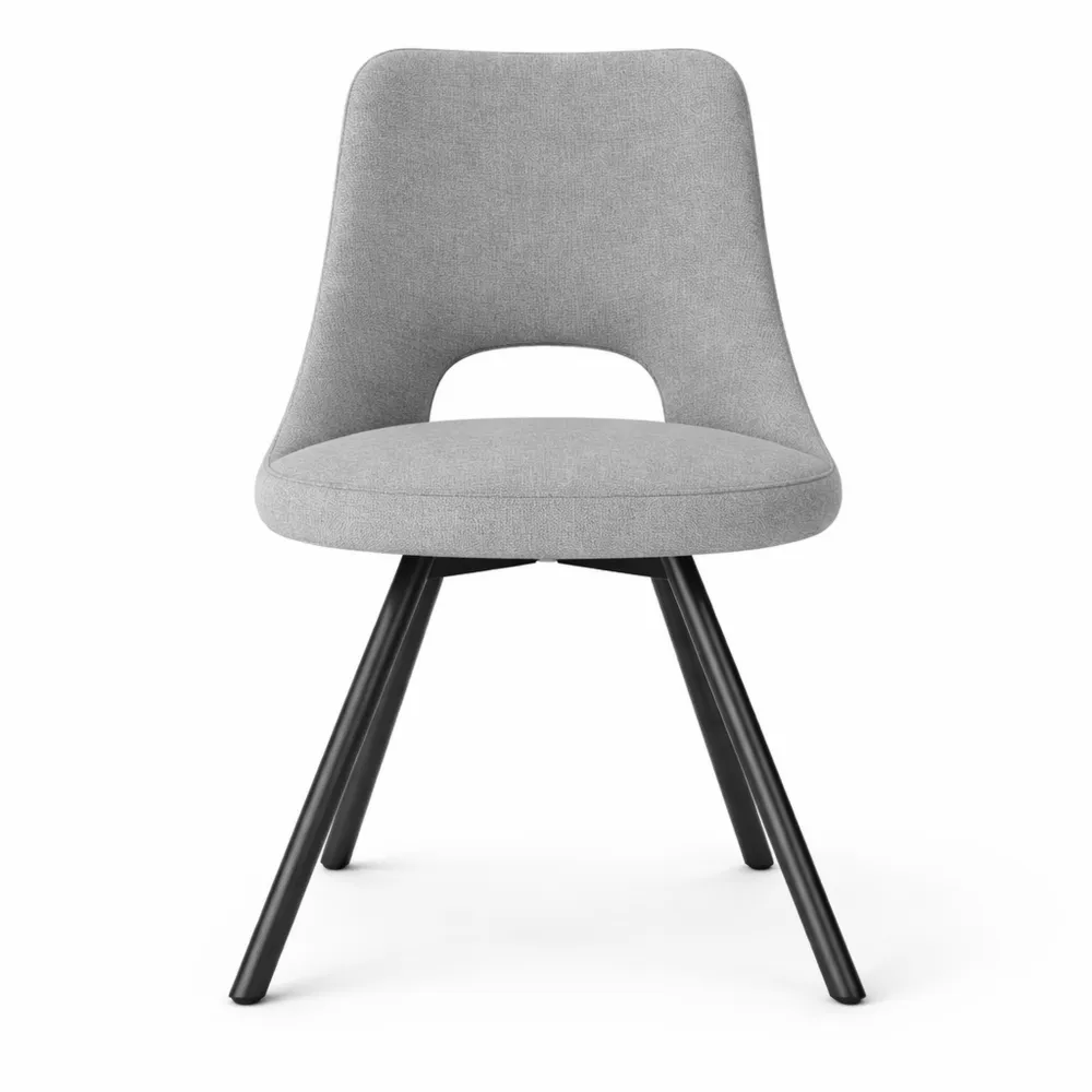 Set di Sedie Girevoli da Pranzo con Schienale Aperto e Piedini Regolabili, Grigio Chiaro