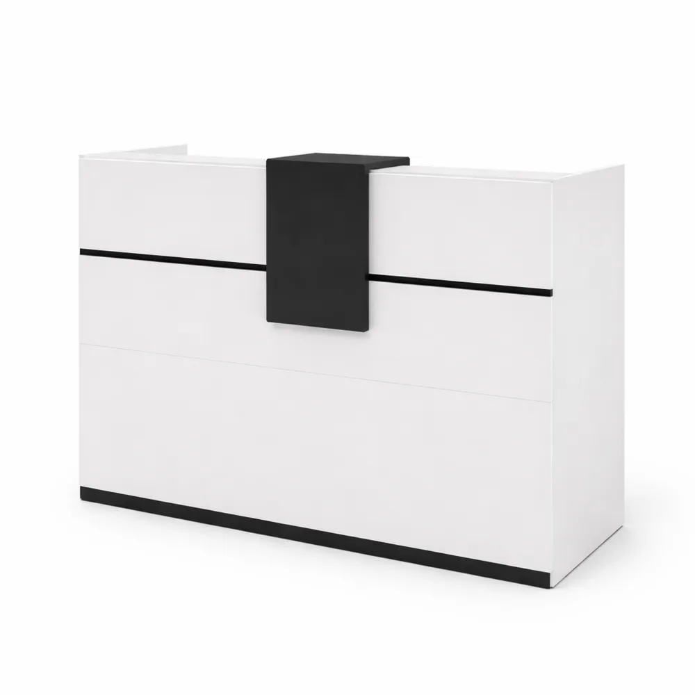 Bancone reception con cassetti e ripiani regolabili, 140 x 60 x 110 cm, MDF