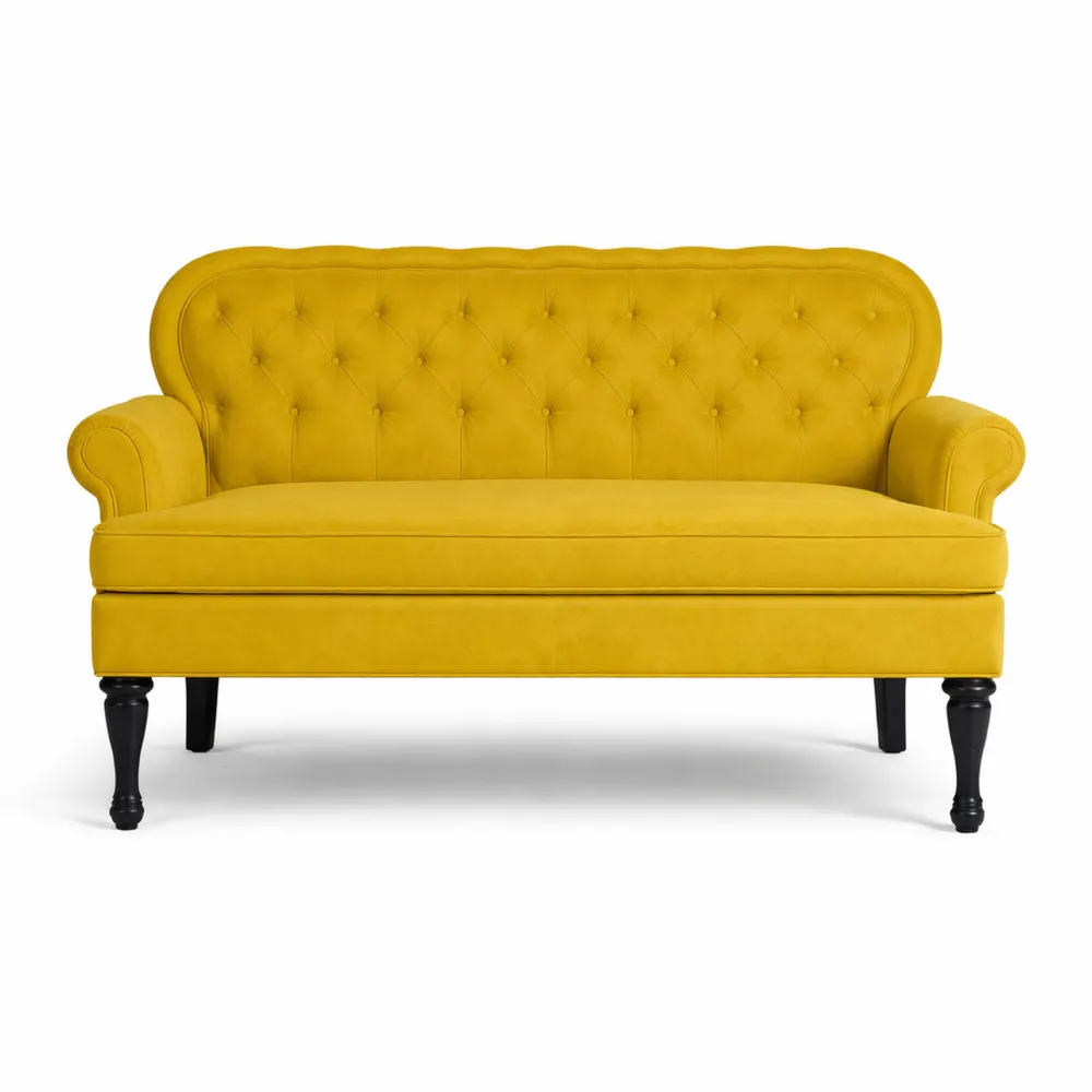 Panca con Schienale Gialla in Velluto per Interni Moderni