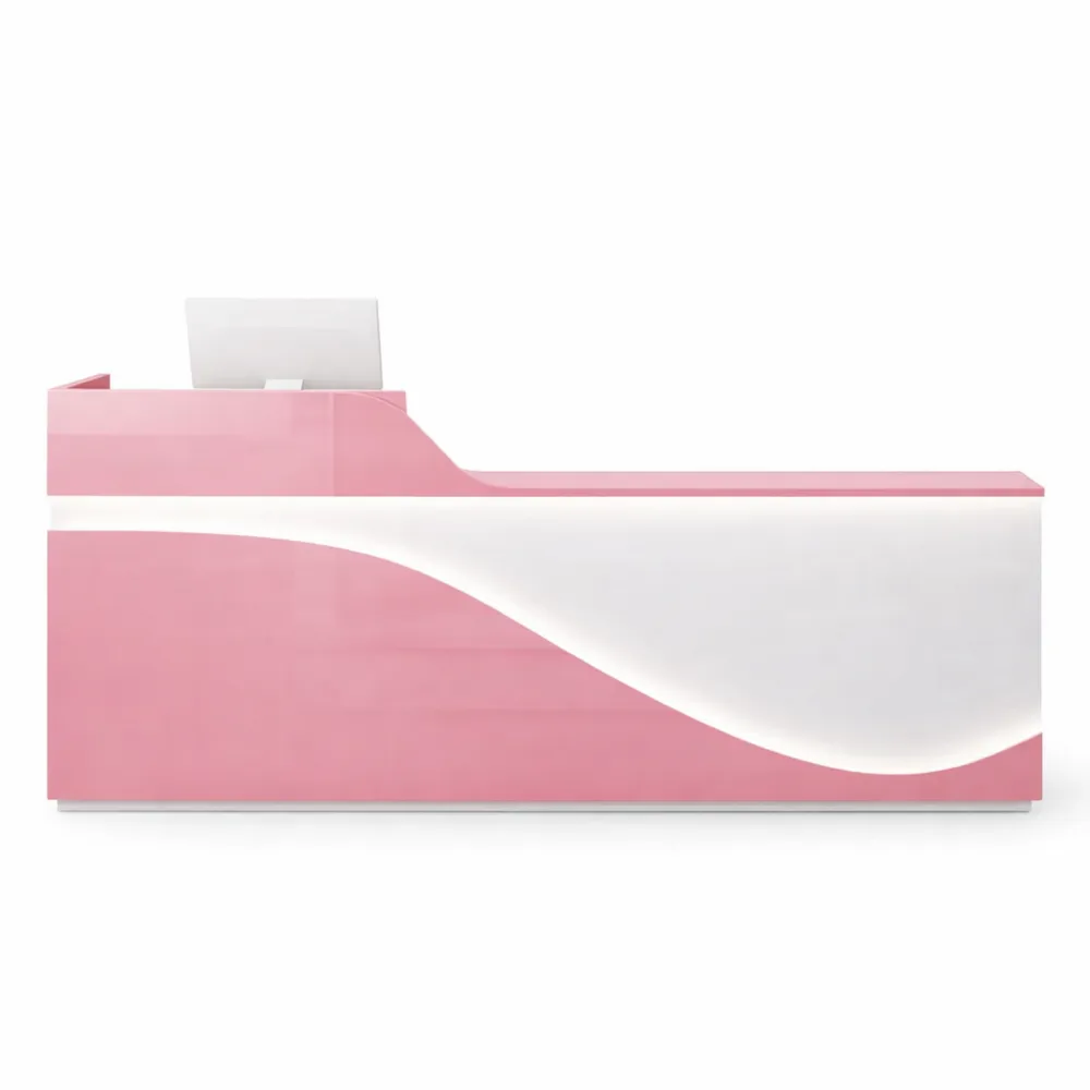 Bancone reception con cassetto bloccabile per negozi al dettaglio, colore rosa, dimensioni 47,2 x 120 cm