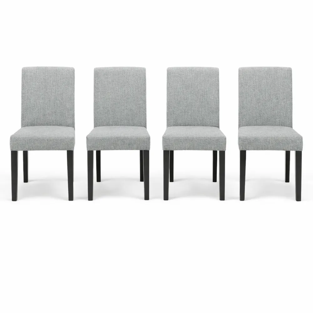 Set di 4 sedie imbottite in tessuto con gambe in legno massiccio per sala da pranzo