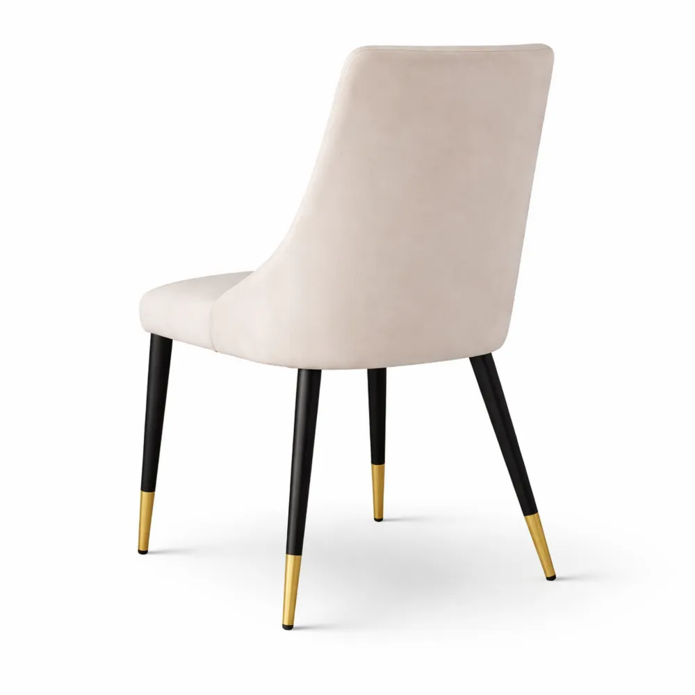 Set di 4 Sedie in Velluto Beige per Cucina e Sala da Pranzo