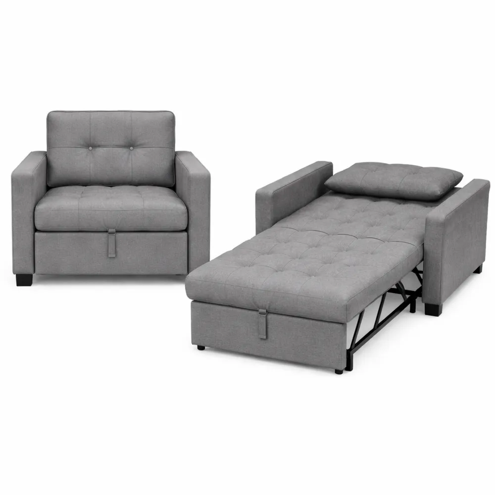 Divano Letto Singolo 3 in 1 con Schienale Regolabile per Soggiorno e Camera da Letto