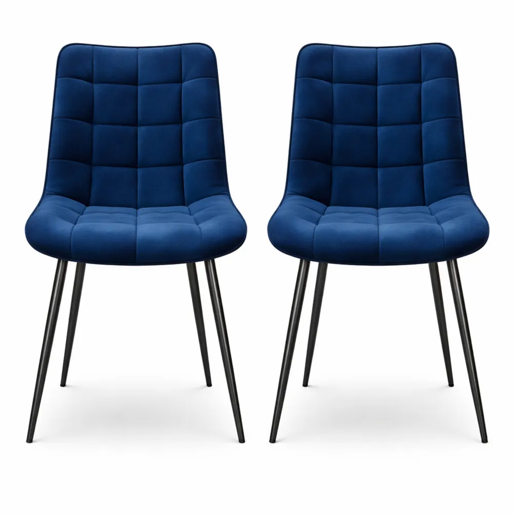 Sedie da Pranzo in Velluto senza Braccioli Blu