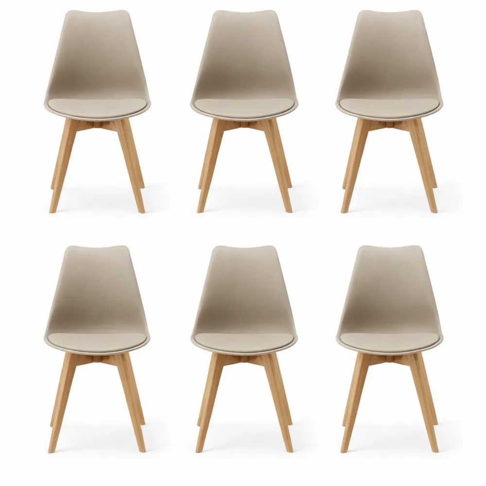 Set di 6 sedie imbottite in faggio per sala da pranzo