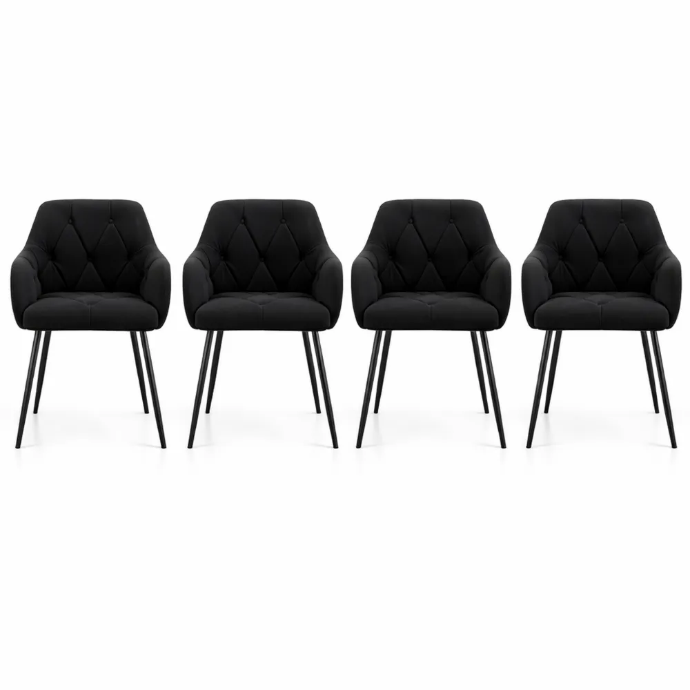 Set di 4 sedie in velluto con braccioli per cucina e salotto