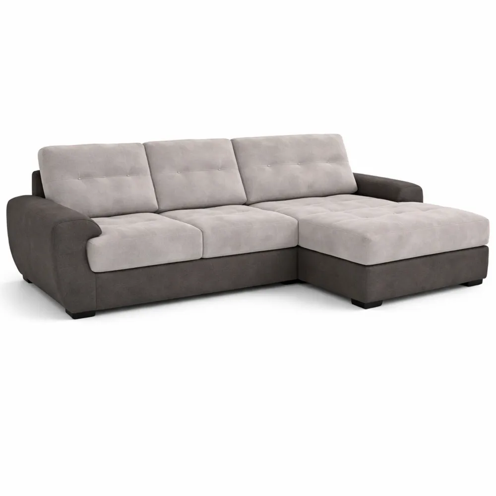 Divano ad Angolo con Letto e Penisola Contenitore in Microfibra Grigio