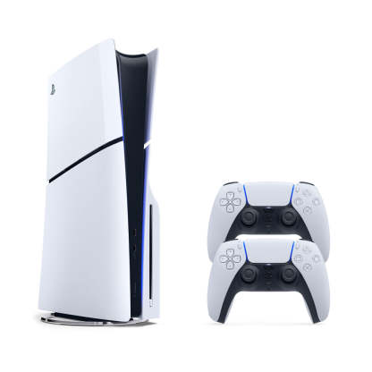 Sony Playstation PS5 Slim Console Two Dualsense Wireless Controllers Bundle  With Official Playstation Warranty