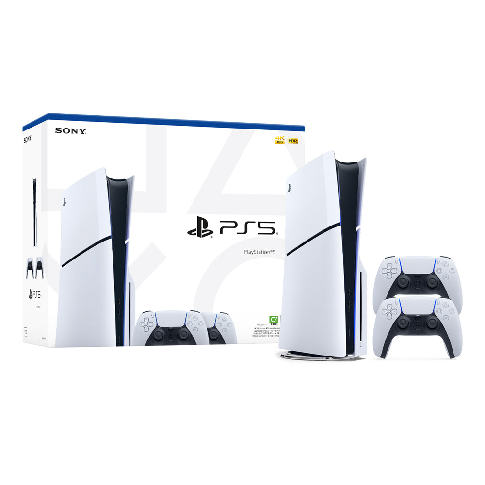 Sony Playstation PS5 Slim Console Two Dualsense Wireless Controllers Bundle  With Official Playstation Warranty