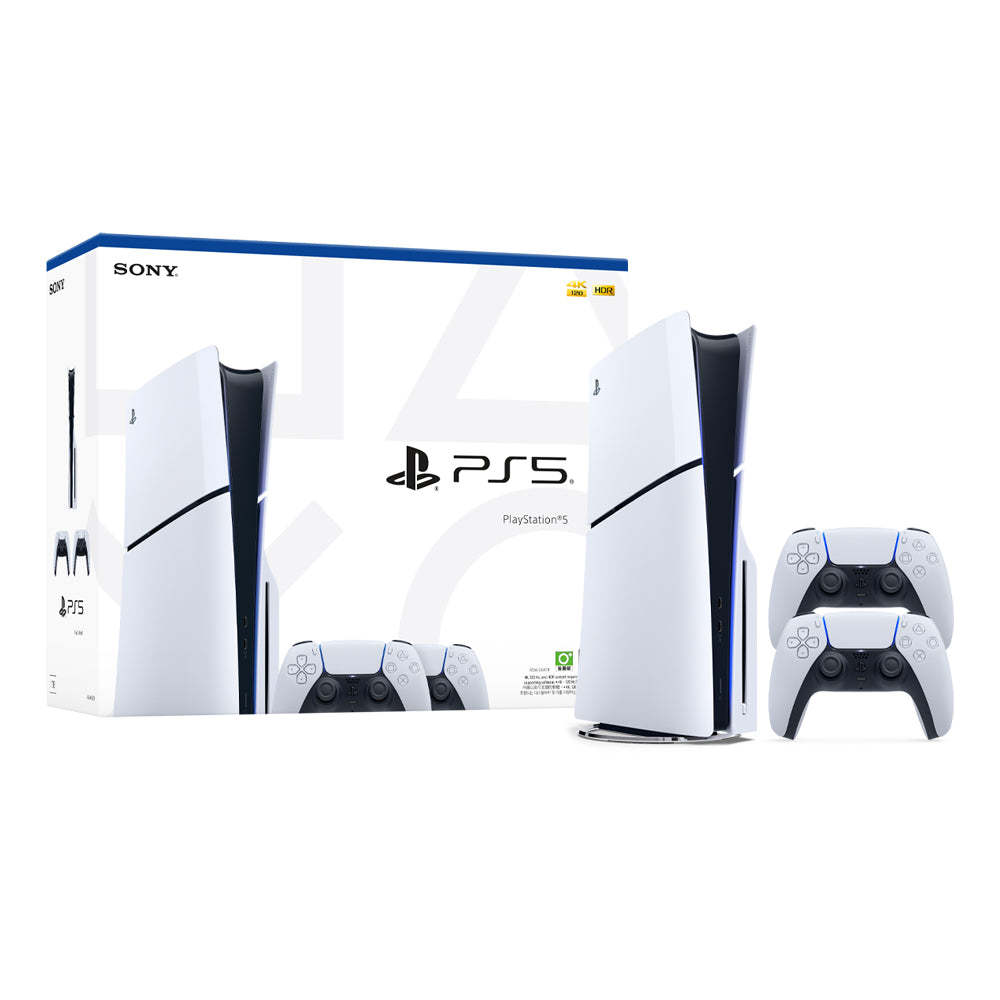Sony Playstation PS5 Slim Console Two Dualsense Wireless Controllers Bundle  With Official Playstation Warranty