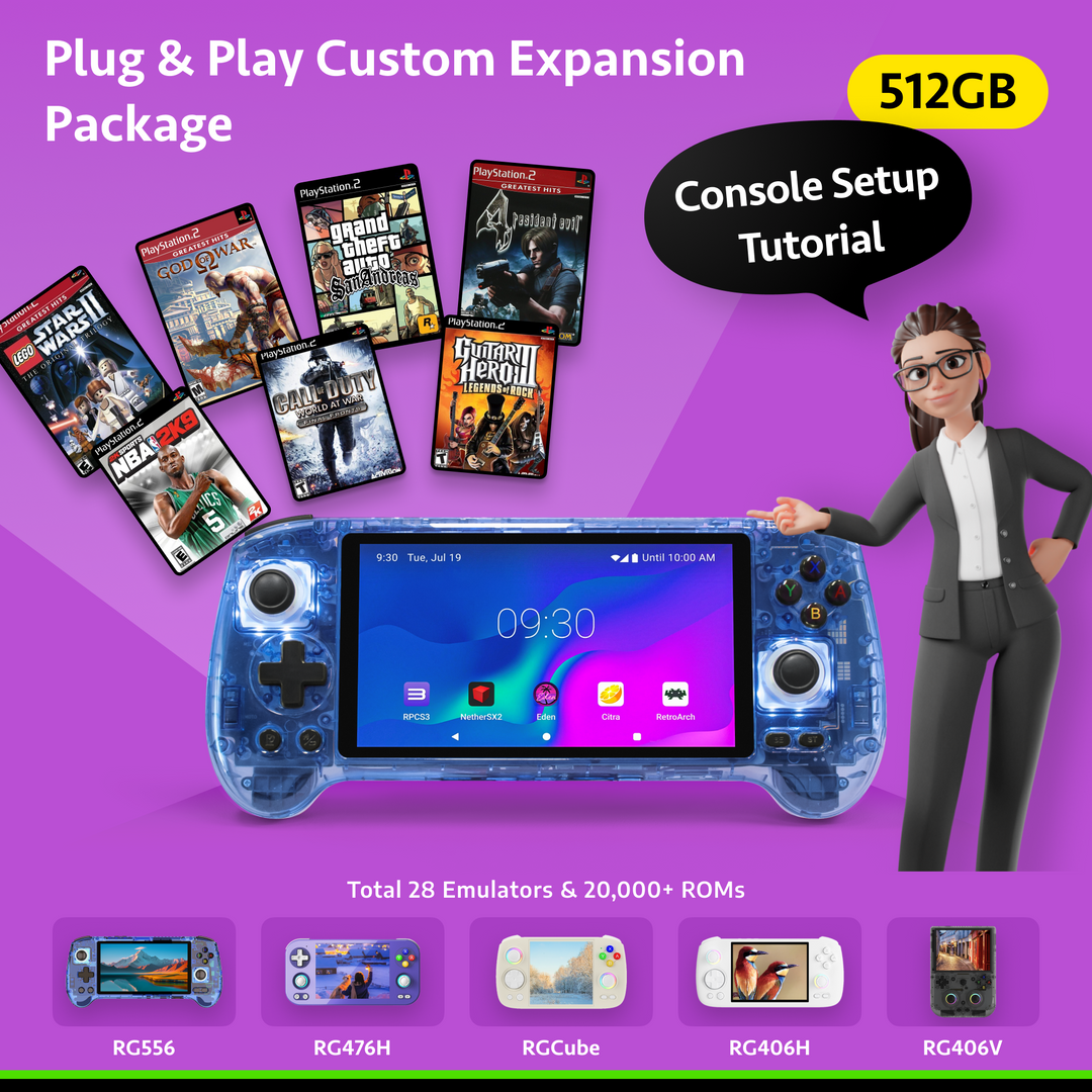 Plug   &   Play   Custom   Expansion   Package   (Pre-Configured   System)   For   Retroid   Pocket   Flip   2   &   RP5   &   MANGMI   Pocket   Max   &   AYN   Thor   &   AYN   Odin   2   Portal   (No   Console)