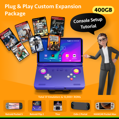 Plug   &   Play   Custom   Expansion   Package   (Pre-Configured   System)   For   Retroid   Pocket   Flip   2   &   RP5   &   MANGMI   Pocket   Max   &   AYN   Thor   &   AYN   Odin   2   Portal   (No   Console)