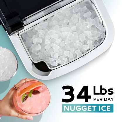 EUHOMY Auto-Cleaning 10'' Nugget Ice Countertop Ice Maker with Handle