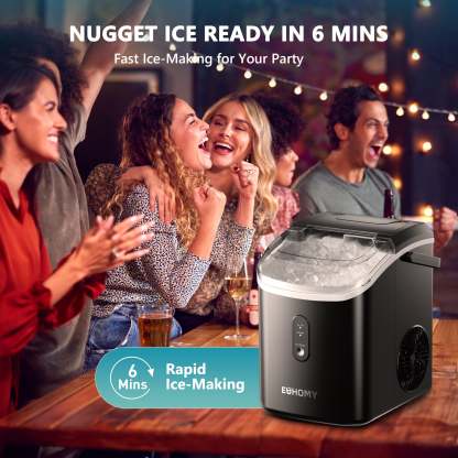 EUHOMY Auto-Cleaning 10'' Nugget Ice Countertop Ice Maker with Handle