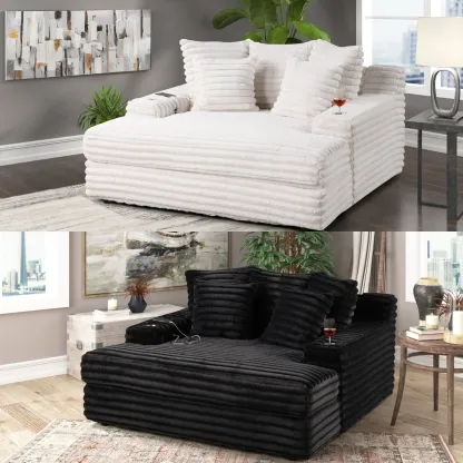 （ Last 49 items）Comfy Upholstered Chaise Lounge Sofa