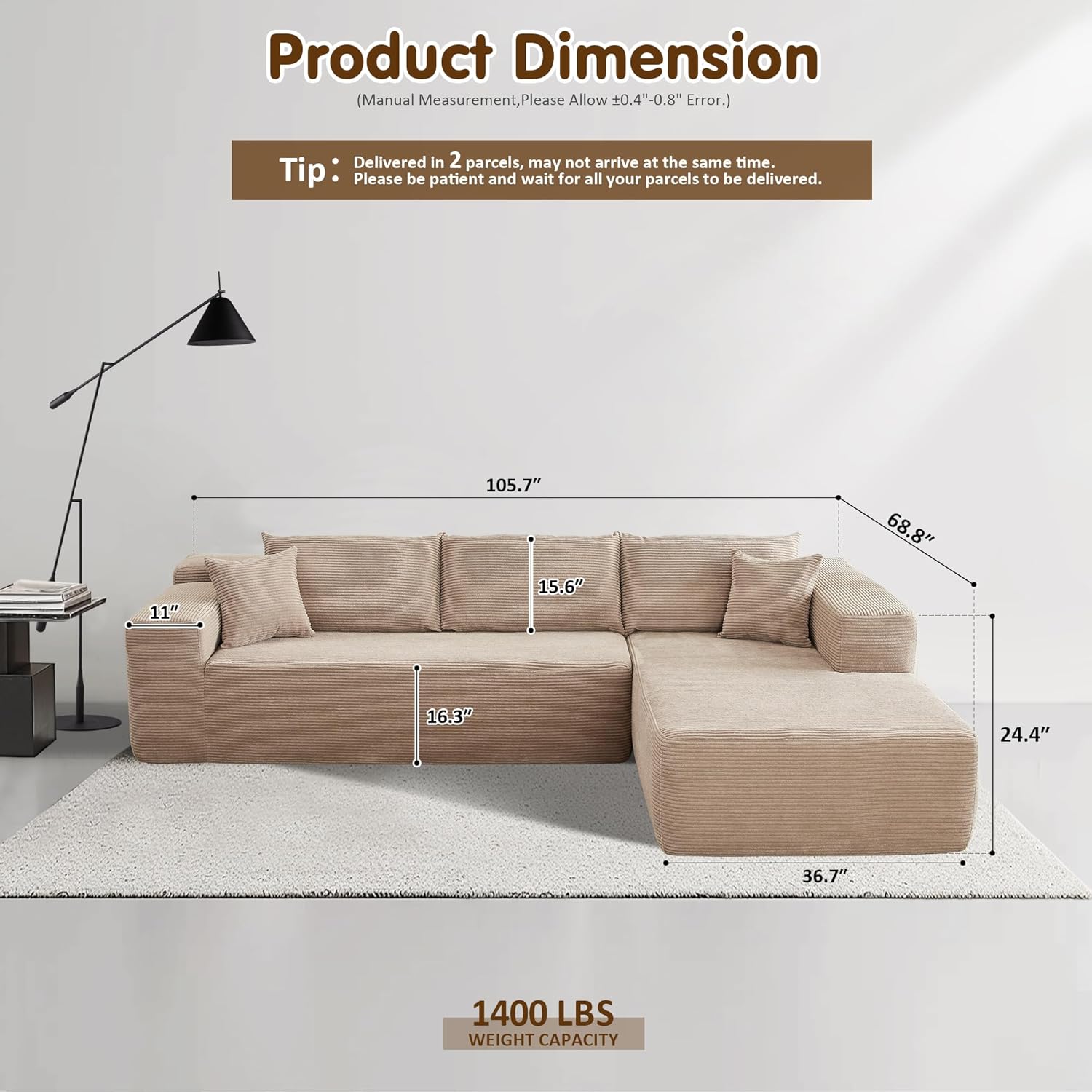 💥Last Day $39! 🔥Ovios Modular Cloud Sectional Sofa