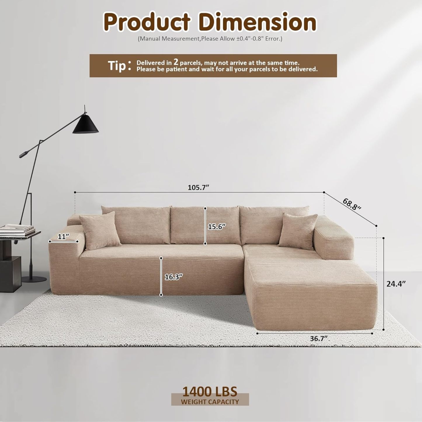 💥Last Day $39! 🔥Ovios Modular Cloud Sectional Sofa