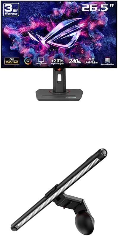  ROG Swift 27” 4K QD-OLED Gaming Monitor (PG27UCDM) - 240Hz, 0.03ms, Custom Heatsink, Neo Proximity Sensor, G-SYNC Compatible, 99% DCI-P3, True 10-bit color, DisplayPort 2.1a UHBR20, 3 yr warranty