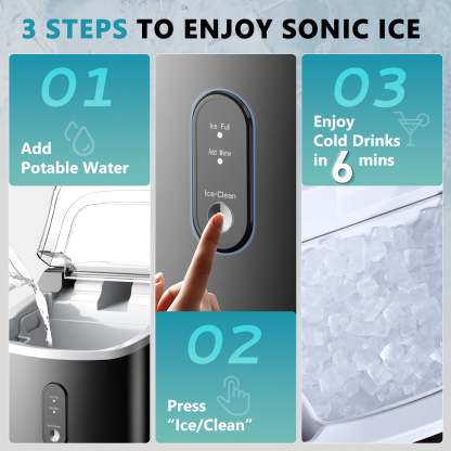 EUHOMY Auto-Cleaning 10'' Nugget Ice Countertop Ice Maker with Handle