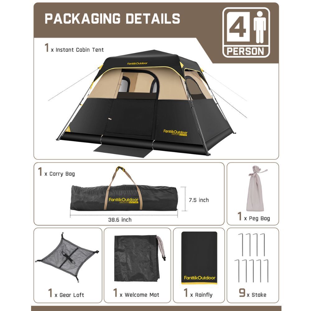 FanttikOutdoor Zeta C4 Pro 4 Person Camping Tent