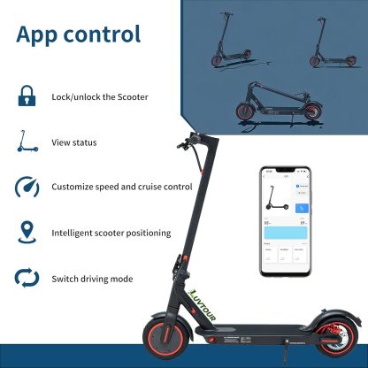 LuvTour Electric Scooter Adult, ES-S3 PRO E Scooters Max. 40km Range, Foldable Electric Scooters with APP, Double Braking System