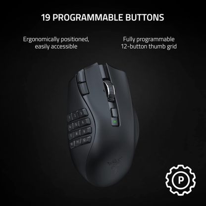  Naga V2 Pro Wireless MMO Gaming Mouse: 19+1 Programmable Buttons w/Swappable Side Plates - HyperScroll Pro Wheel - Focus Pro 30K Optical Sensor - Optical Mouse Switches Gen-3-300 Hr Battery
