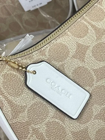 NWT   CV933 Teri Shoulder Bag In Signature Canvas Gold/Sand/Chalk