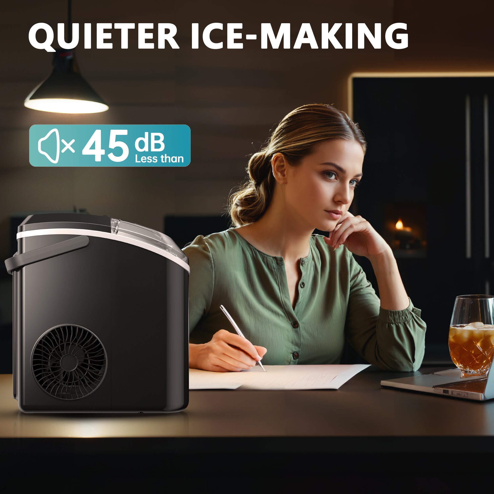EUHOMY Auto-Cleaning 10'' Nugget Ice Countertop Ice Maker with Handle
