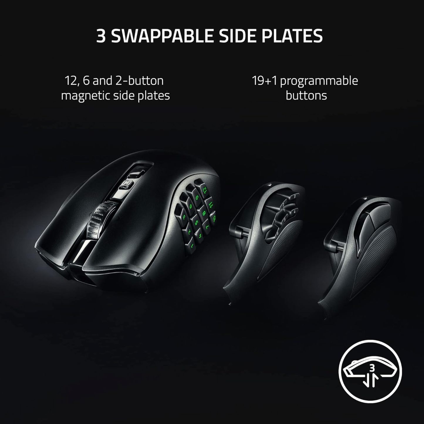  Naga V2 Pro Wireless MMO Gaming Mouse: 19+1 Programmable Buttons w/Swappable Side Plates - HyperScroll Pro Wheel - Focus Pro 30K Optical Sensor - Optical Mouse Switches Gen-3-300 Hr Battery