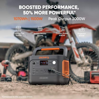 Jackery Explorer 1000 v2 Portable Power Station,1070Wh LiFePO4 Battery,1500W AC/100W USB-C Output, 1 Hr Fast Charge, Solar Generator for Camping,Emergency, RV, Off-Grid Living(Solar Panel Optional)