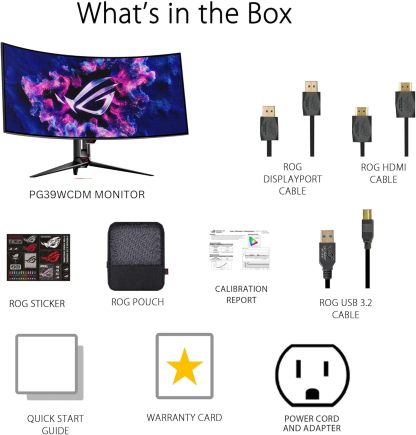  ROG Swift 27” 4K QD-OLED Gaming Monitor (PG27UCDM) - 240Hz, 0.03ms, Custom Heatsink, Neo Proximity Sensor, G-SYNC Compatible, 99% DCI-P3, True 10-bit color, DisplayPort 2.1a UHBR20, 3 yr warranty