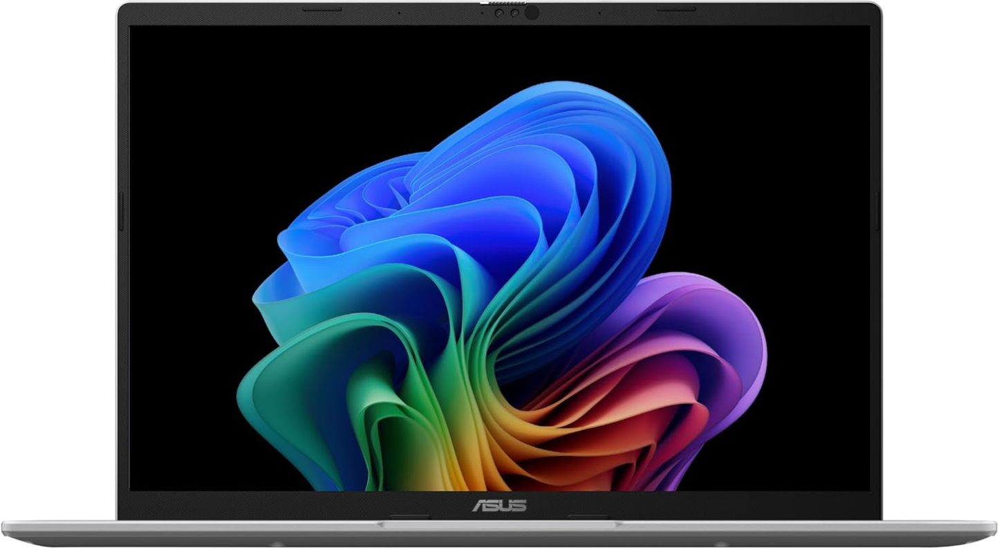  Vivobook 14 Laptop, 14” WUXGA 60Hz Display, Qualcomm Snapdragon X, Qualcomm Adreno GPU, 16GB RAM, 512GB SSD, Windows 11, Cool Silver, X1407QA-BS56