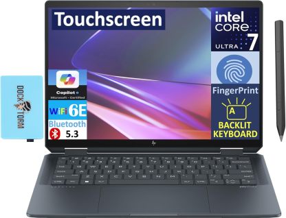  Spectre x360 AI Powered 2-in-1 Laptop 14.0" Touchscreen OLED 2.8K Display (Intel Ultra 7-155H, 32GB LPDDR5X, 2TB PCIe SSD, Active Pen, Backlit KB, Fingerprint, Win 11 Home) w/DKZ USB Port Expander