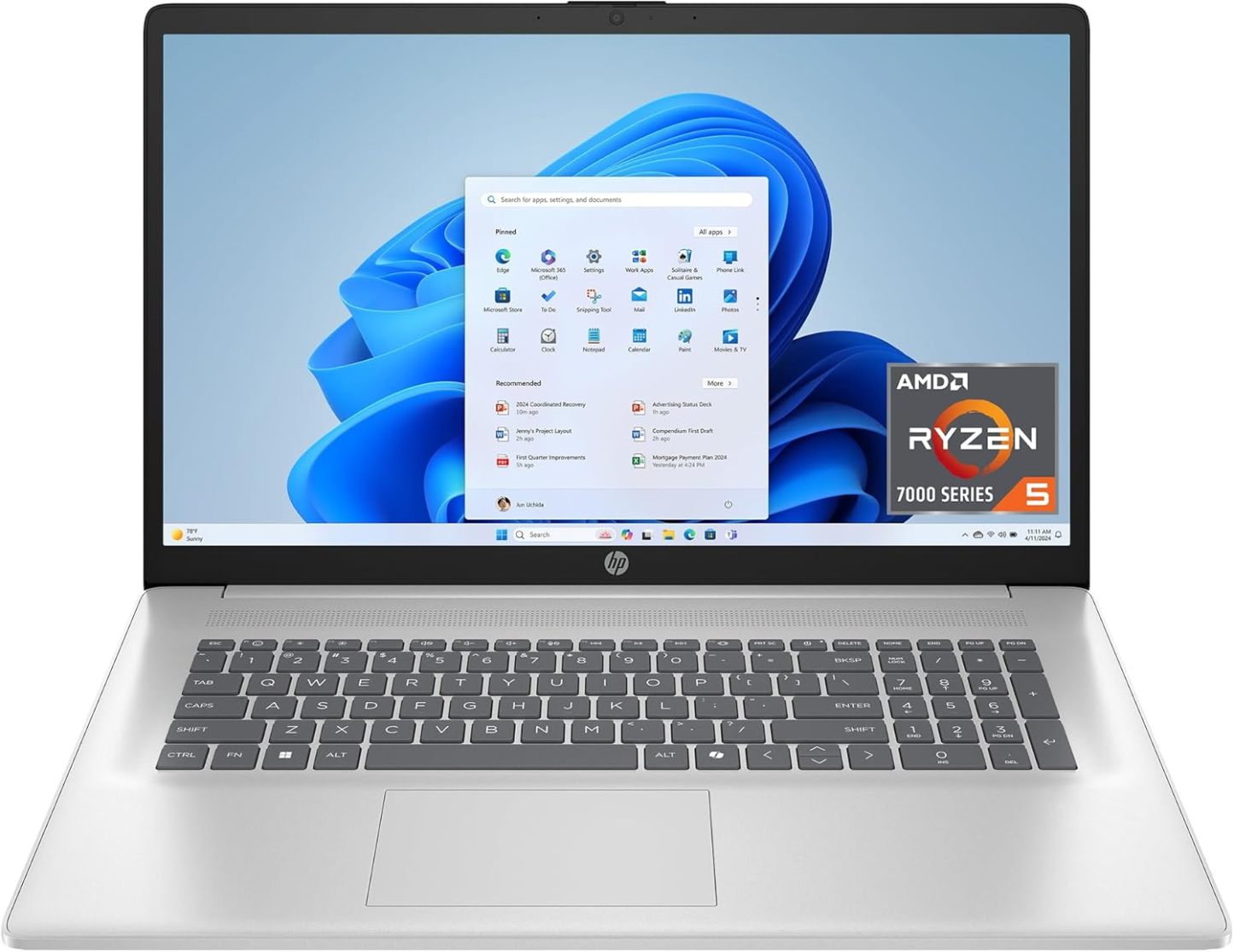 HP 2025 17.3" HD+ Laptop, with Free Lifetime Microsoft Office 2024, Intel Core i3-N305, 32GB RAM, 1TB SSD, Intel UHD Graphics, Windows 11 Pro, Natural Silver, Wi-Fi 6, Copilot, with USB Hub & Pouch