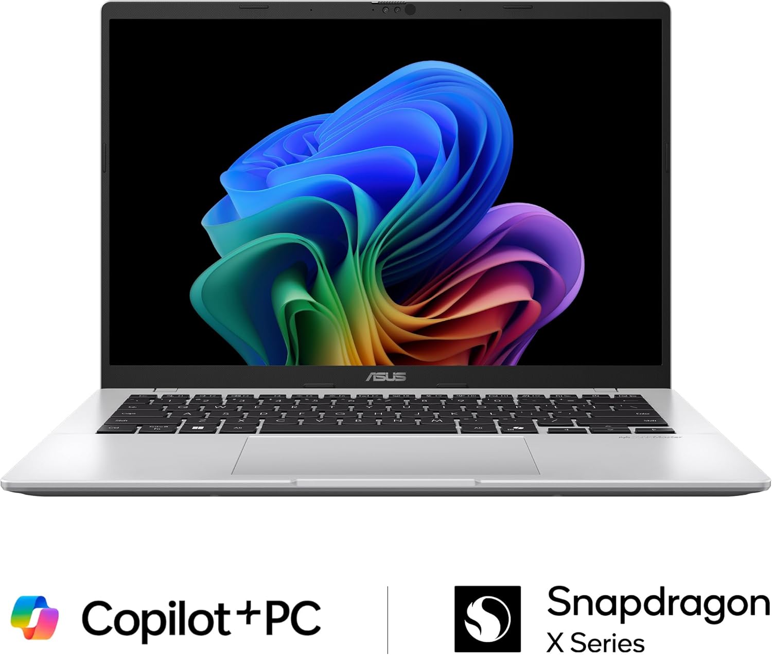  Vivobook 14 Laptop, 14” WUXGA 60Hz Display, Qualcomm Snapdragon X, Qualcomm Adreno GPU, 16GB RAM, 512GB SSD, Windows 11, Cool Silver, X1407QA-BS56