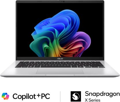  Vivobook 14 Laptop, 14” WUXGA 60Hz Display, Qualcomm Snapdragon X, Qualcomm Adreno GPU, 16GB RAM, 512GB SSD, Windows 11, Cool Silver, X1407QA-BS56