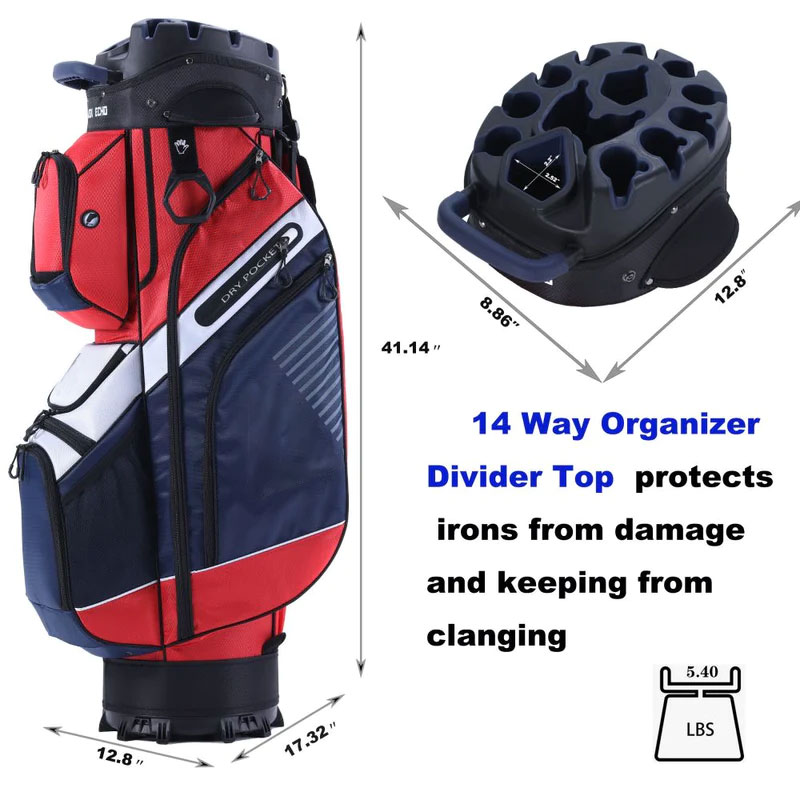 Clearance Sale Way Organizer Dividers Golf Soundless Cart Bag / Grey