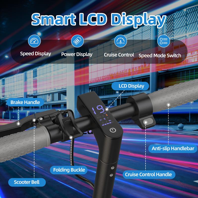 ladped Electric Scooter - 8.5 Solid Tires, 350W Motor Up to 16 Miles of Range and 19 MPH Portable Folding Commuter Scooter with and App E-Scooter  3 Speed modes school scooters