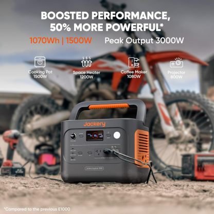 Jackery Explorer 1000 v2 Portable Power Station,1070Wh LiFePO4 Battery,1500W AC/100W USB-C Output, 1 Hr Fast Charge, Solar Generator for Camping,Emergency, RV, Off-Grid Living(Solar Panel Optional)