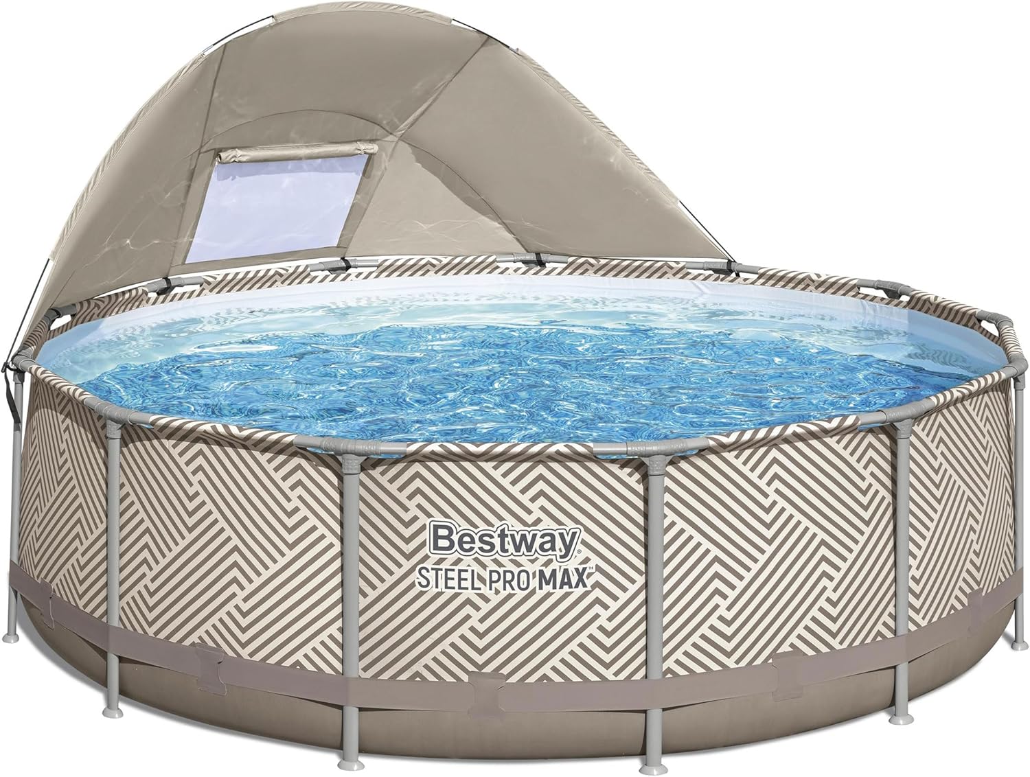 Bestway Power Steel 14’ x 42” Round Above Ground Outdoor Backyard Swimming Pool Set with 1,000 GPH Filter Pump, Ladder, and Pool Cover