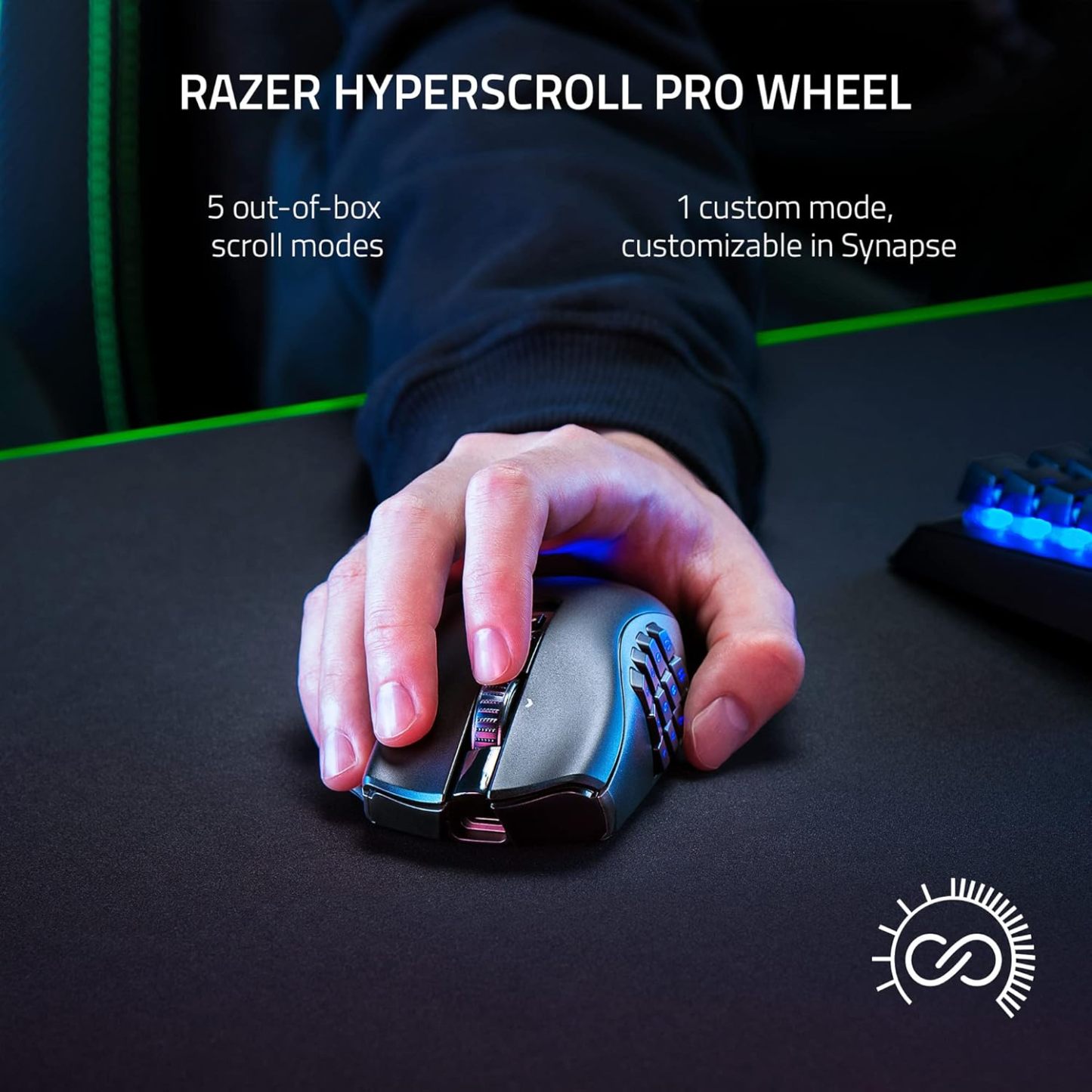  Naga V2 Pro Wireless MMO Gaming Mouse: 19+1 Programmable Buttons w/Swappable Side Plates - HyperScroll Pro Wheel - Focus Pro 30K Optical Sensor - Optical Mouse Switches Gen-3-300 Hr Battery