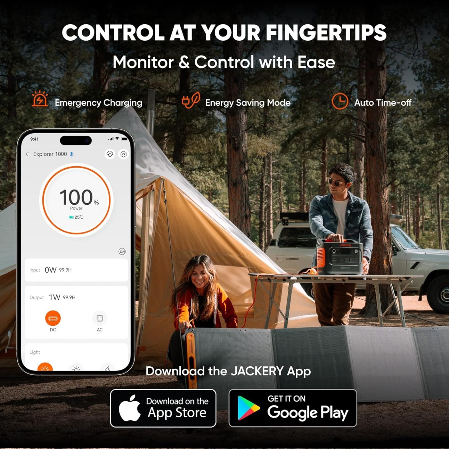 Jackery Explorer 1000 v2 Portable Power Station,1070Wh LiFePO4 Battery,1500W AC/100W USB-C Output, 1 Hr Fast Charge, Solar Generator for Camping,Emergency, RV, Off-Grid Living(Solar Panel Optional)