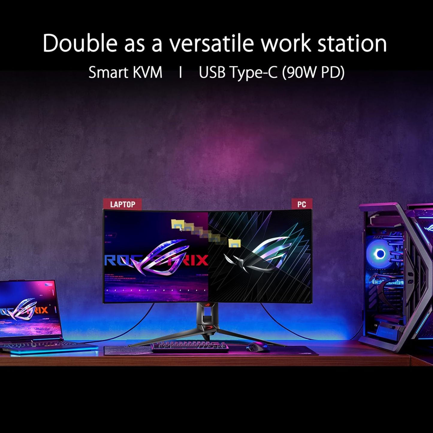  ROG Swift 34” OLED Ultrawide 800R Curved Gaming Monitor (PG34WCDM) – 21:9 (3440 x 1440), 240Hz, 0.03ms, USB-C 90W PD, 1300nits (Renewed)