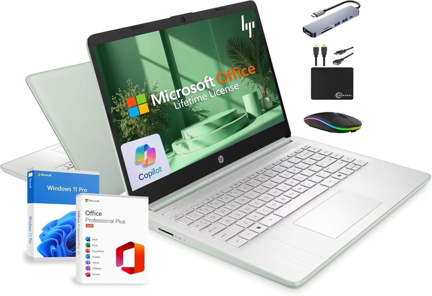 HP 14" Laptop 2025 Business Student Slim Computer, Lifetime MS Office,