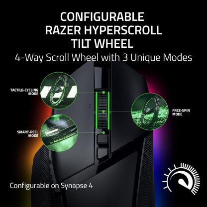  Basilisk V3 Pro 35K Wireless Gaming Mouse: HyperScroll Tilt Wheel - 35K DPI Optical Sensor Gen 2-13 Customizable Controls - Chroma RGB - Optical Switches Gen 3 - Up to 140 Hr Battery - Black