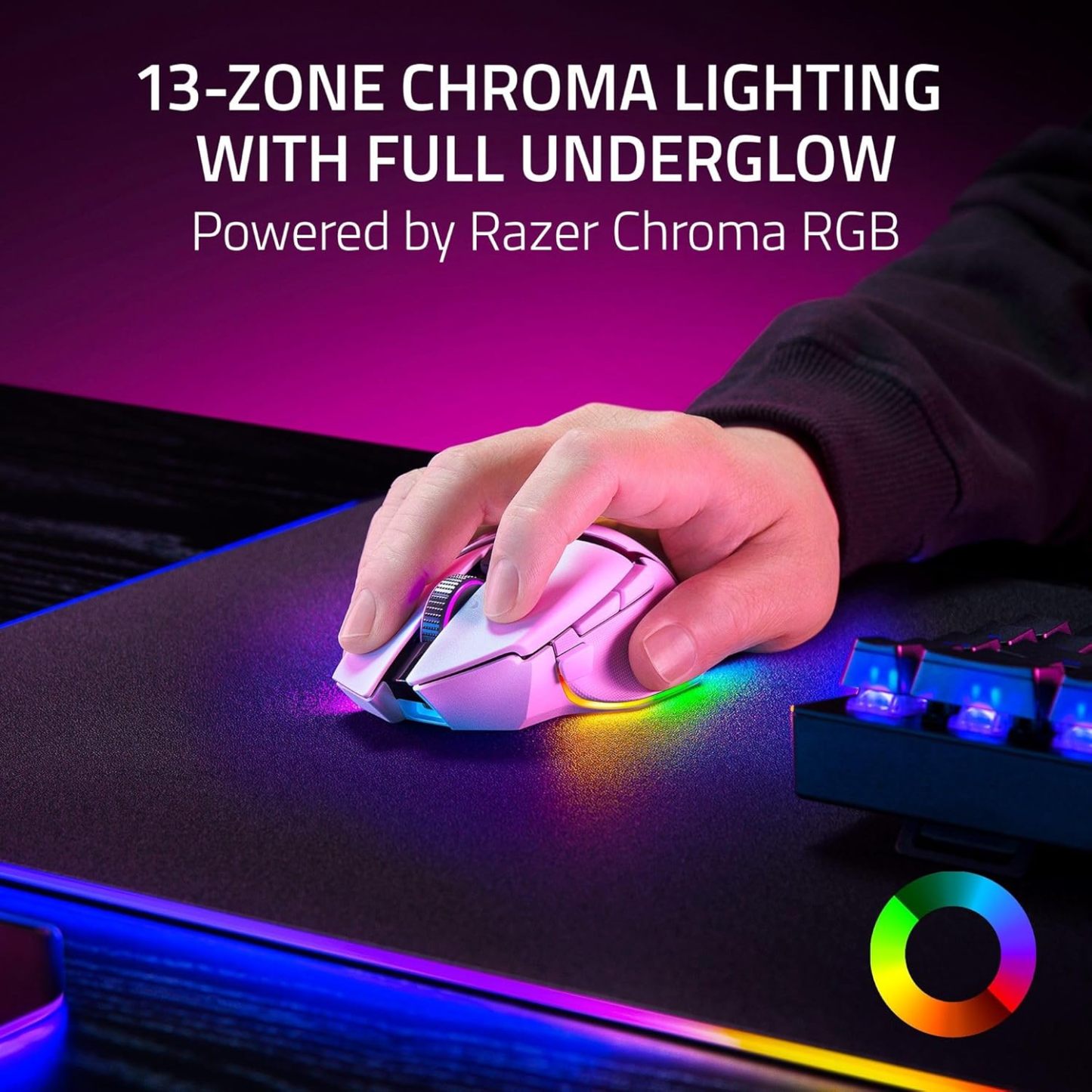  Basilisk V3 Pro 35K Wireless Gaming Mouse: HyperScroll Tilt Wheel - 35K DPI Optical Sensor Gen 2-13 Customizable Controls - Chroma RGB - Optical Switches Gen 3 - Up to 140 Hr Battery - Black