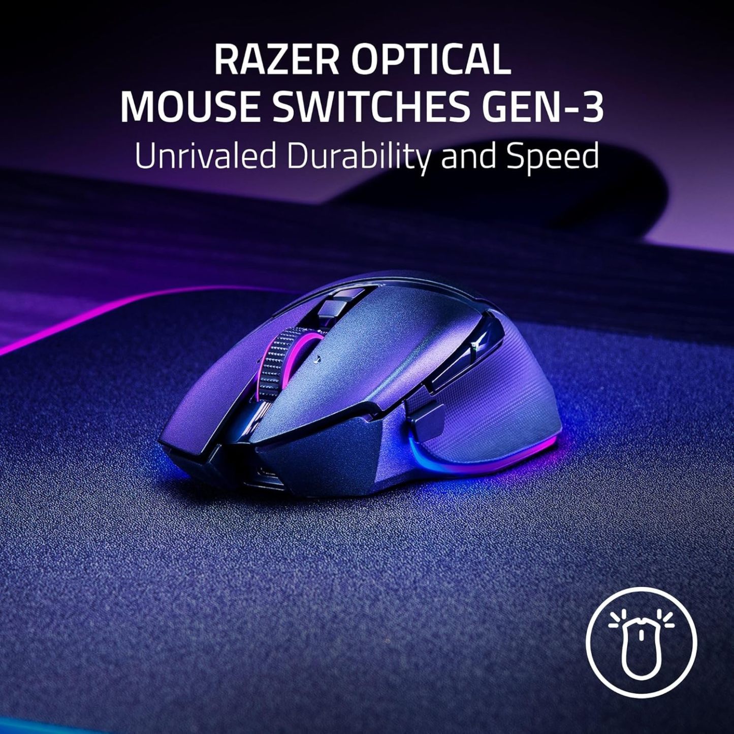  Basilisk V3 Pro 35K Wireless Gaming Mouse: HyperScroll Tilt Wheel - 35K DPI Optical Sensor Gen 2-13 Customizable Controls - Chroma RGB - Optical Switches Gen 3 - Up to 140 Hr Battery - Black